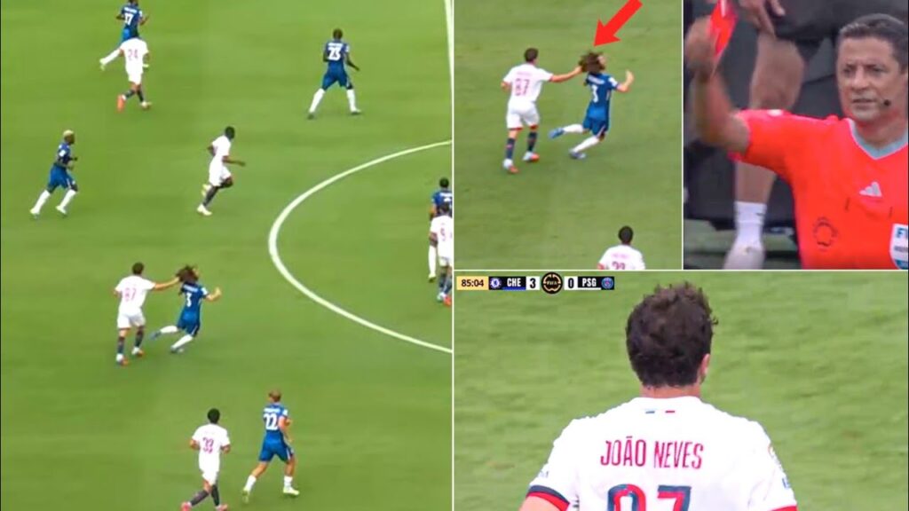 Joao Neves dikartu merah setelah menarik rambut Marc Cucurella pada final CWC 2025-Bola Banter