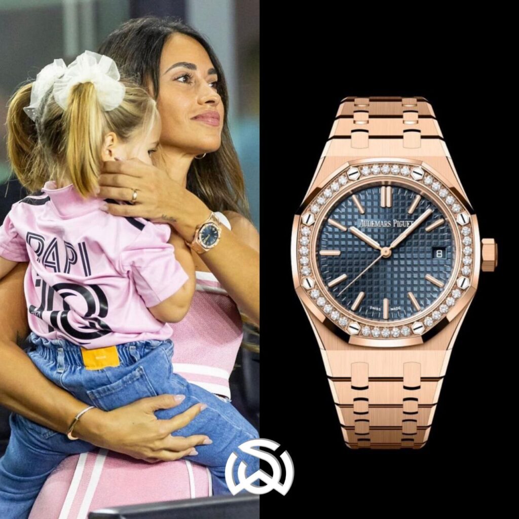 Antonela Roccuzzo mengenakan Audemars Piguet Royal Oak 37mm-Bola Banter